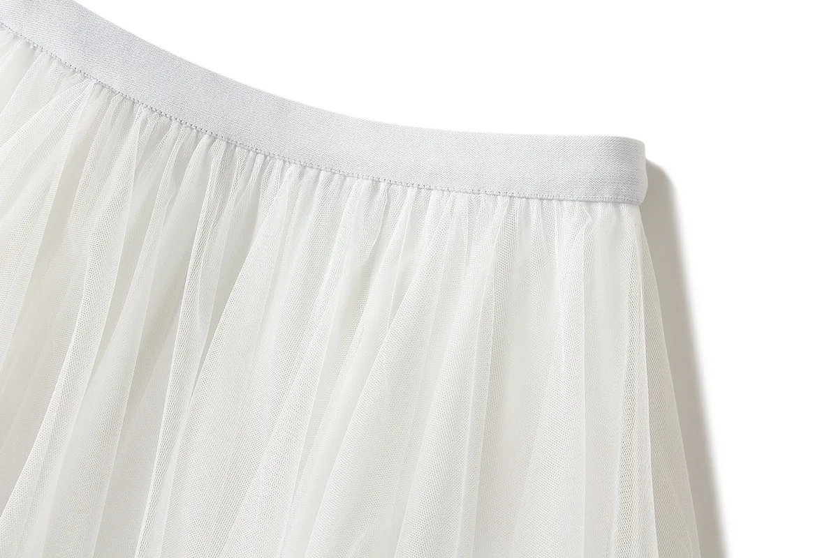 Summer Tulle Cake Skirt Women Fashion Elegant High Waist Chic Ball Gown Skirt Female Loose Mesh Irrgular Long Skirts