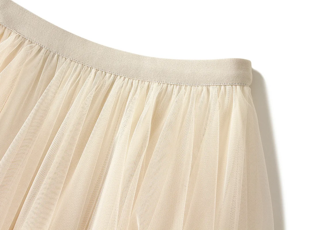 Summer Tulle Cake Skirt Women Fashion Elegant High Waist Chic Ball Gown Skirt Female Loose Mesh Irrgular Long Skirts