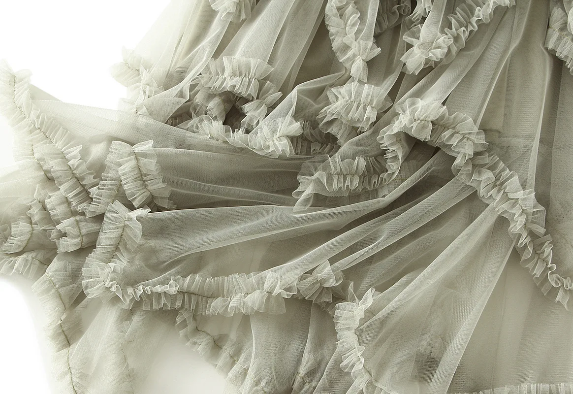 Summer Tulle Cake Skirt Women Fashion Elegant High Waist Chic Ball Gown Skirt Female Loose Mesh Irrgular Long Skirts