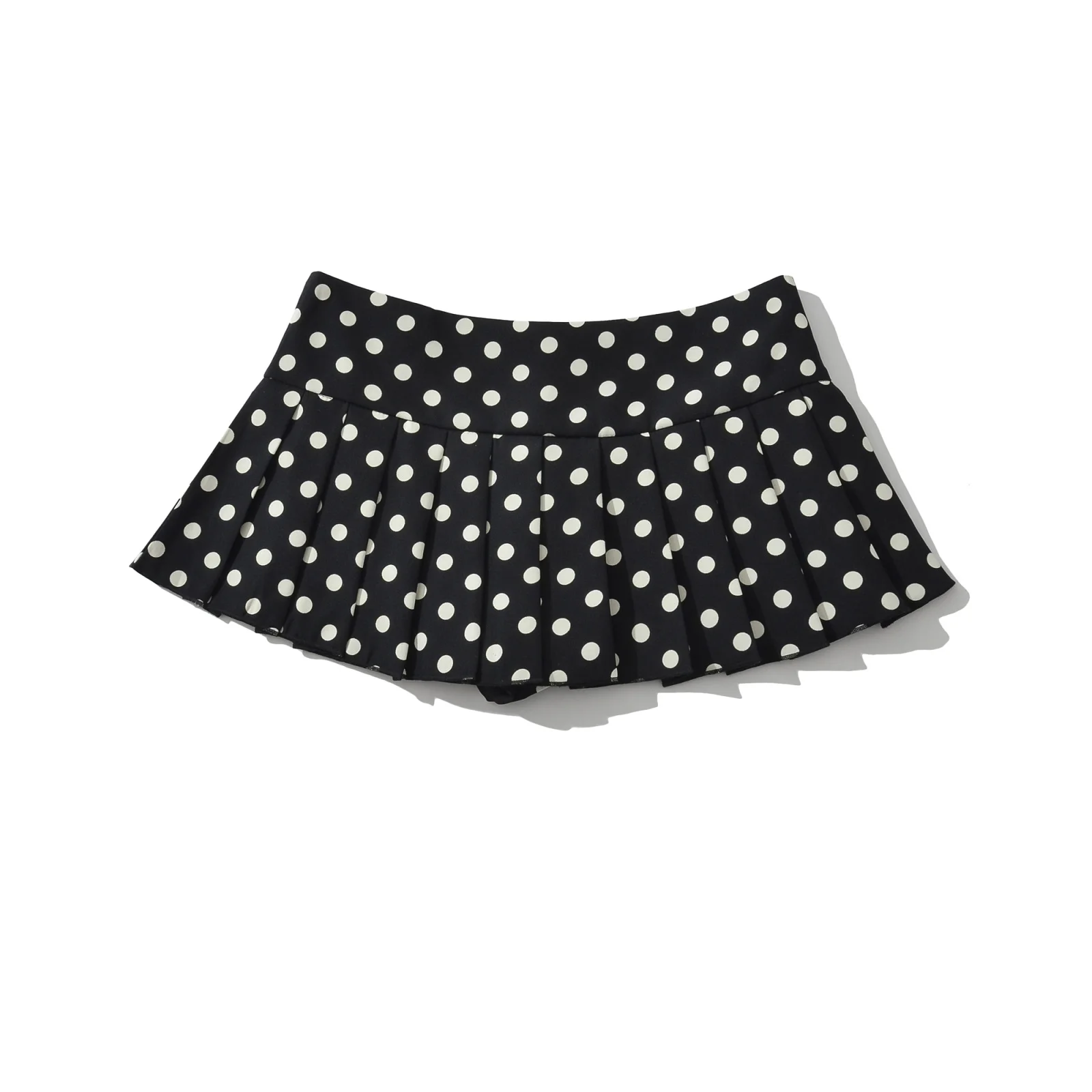 YENKYE Cool Girl Sexy Low Waist Polka Dot Mini Skirt For Women American Retro Pleated Summer Skirts Y2K Saia