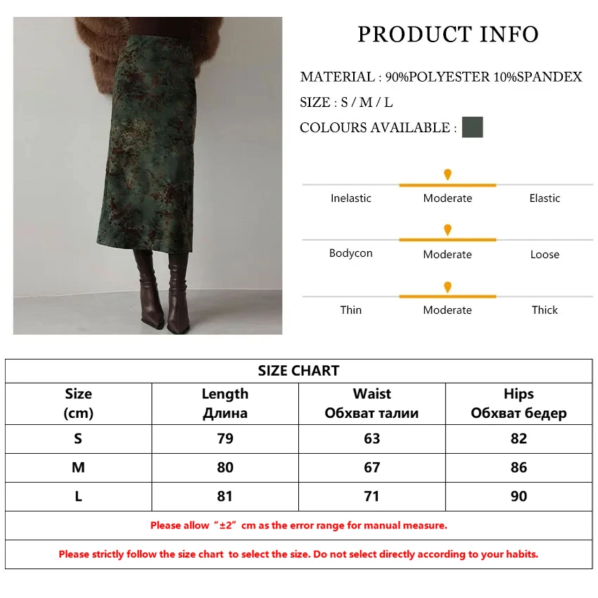 Clacive Fashion Loose Print Women's Skirt 2025 Vintage High Waist Midi Skirts Ladies Elegant Classic Skirt Female Clothing