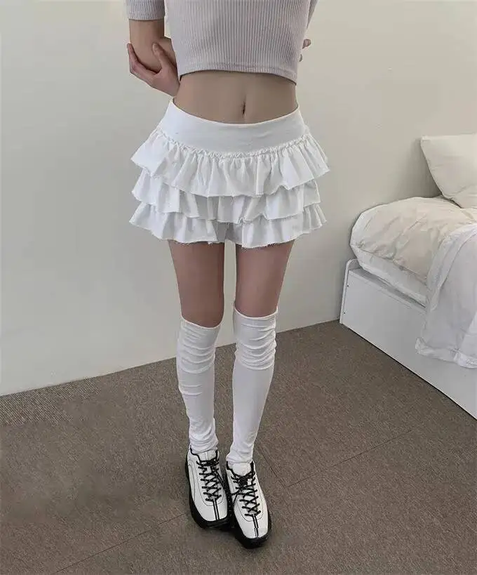 Sweet And Spicy Ballet F-length Skirt With Elastic Waist And Lace Hem Flared Cake-aped Ort Skirt For Young Women 8PO5