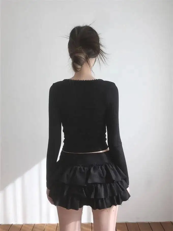Sweet And Spicy Ballet F-length Skirt With Elastic Waist And Lace Hem Flared Cake-aped Ort Skirt For Young Women 8PO5