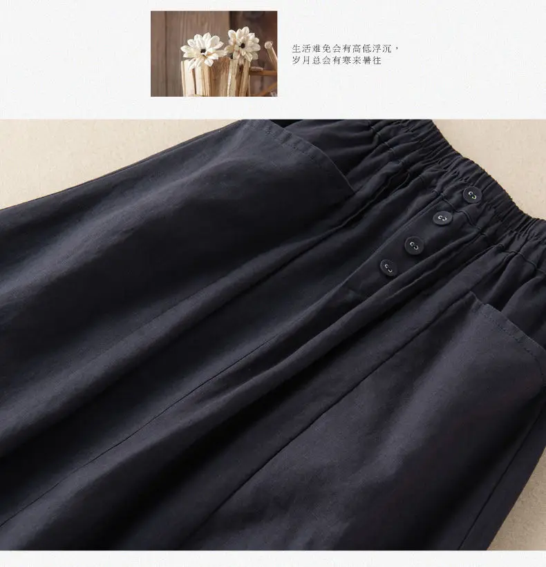 Women's Skirt Cotton Linen Casual Straight Skirts Woman Fashion 2026 Summer Loose Solid Color Button Long Skirts for Women