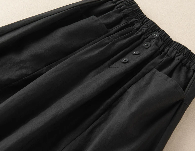 Women's Skirt Cotton Linen Casual Straight Skirts Woman Fashion 2026 Summer Loose Solid Color Button Long Skirts for Women