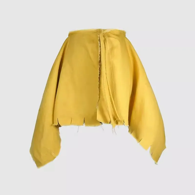 Fashion Tassel Hip Hop Irregular Men and Women Fake Shirt Hem Spring Autumn False Shirt Skirt Half-body Plaid Skirts Womens Saia