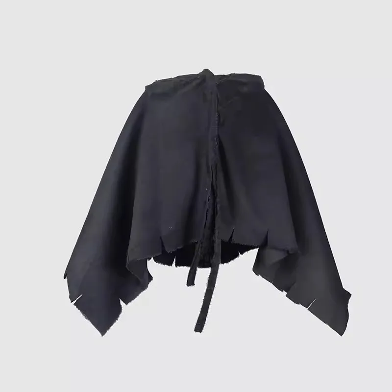 Fashion Tassel Hip Hop Irregular Men and Women Fake Shirt Hem Spring Autumn False Shirt Skirt Half-body Plaid Skirts Womens Saia
