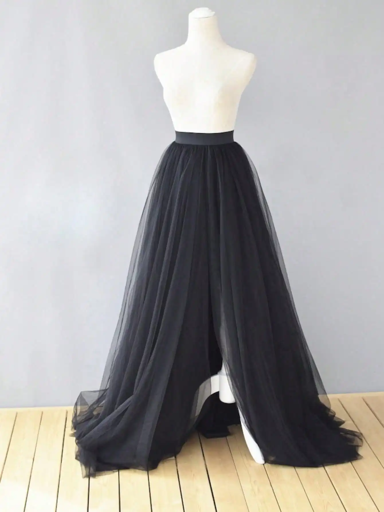 Maxi Split Floor Length Tulle Skirt,Elegant,Wedding Photo Shoot Evening Dating Tulle Skirt,Bridesmaid Dresses