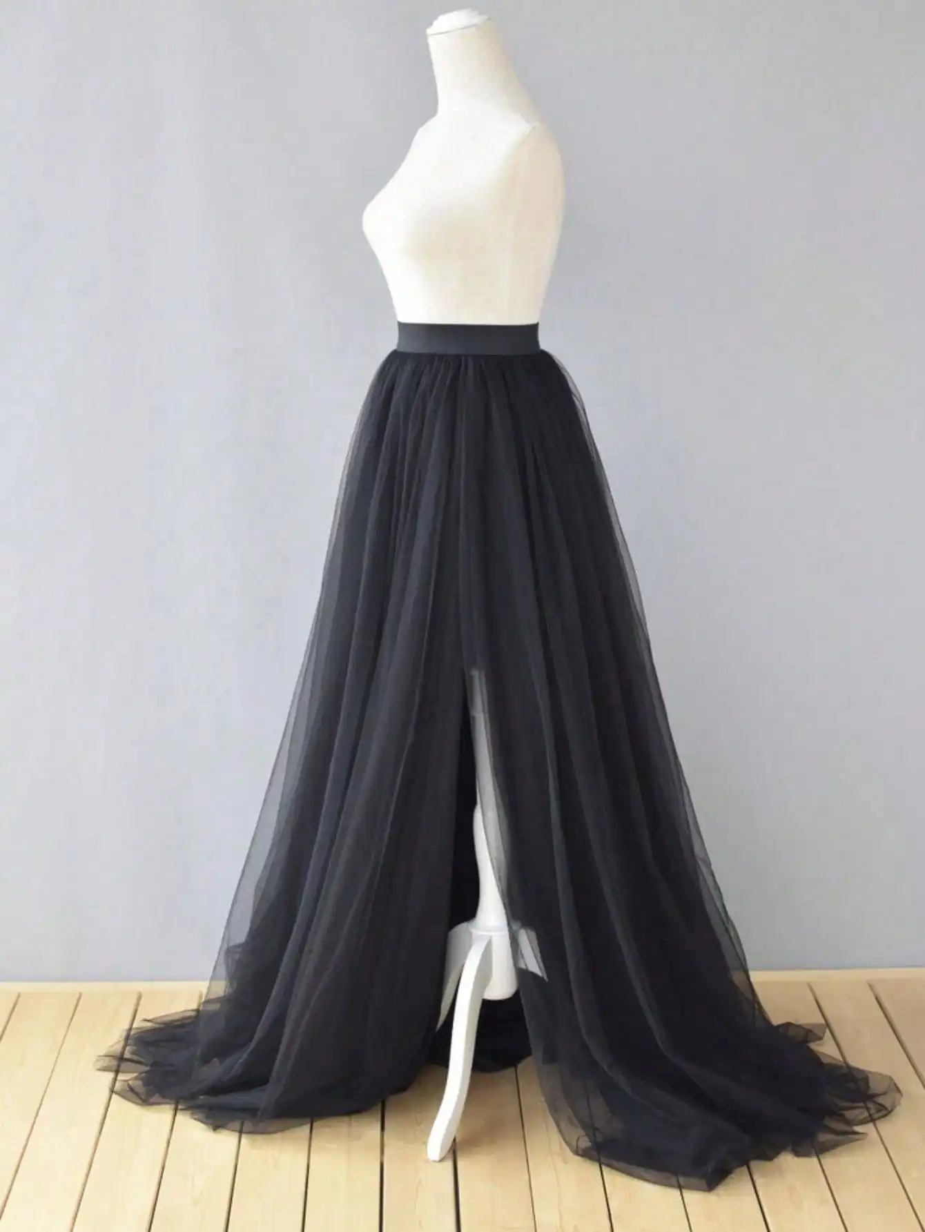 Maxi Split Floor Length Tulle Skirt,Elegant,Wedding Photo Shoot Evening Dating Tulle Skirt,Bridesmaid Dresses