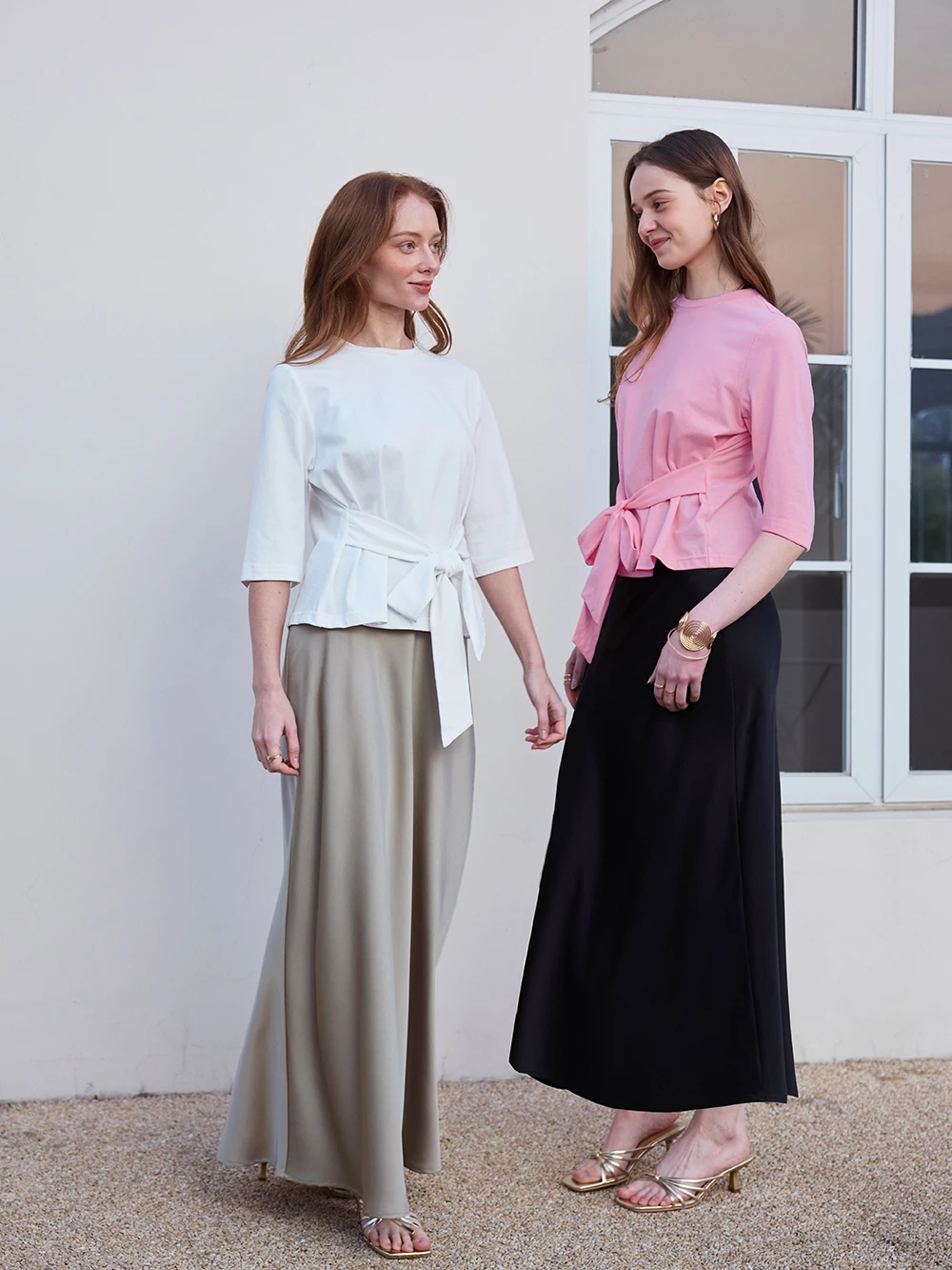 AP 2026 Spring and Summer Women Satin Skirt Solid Color High Quality