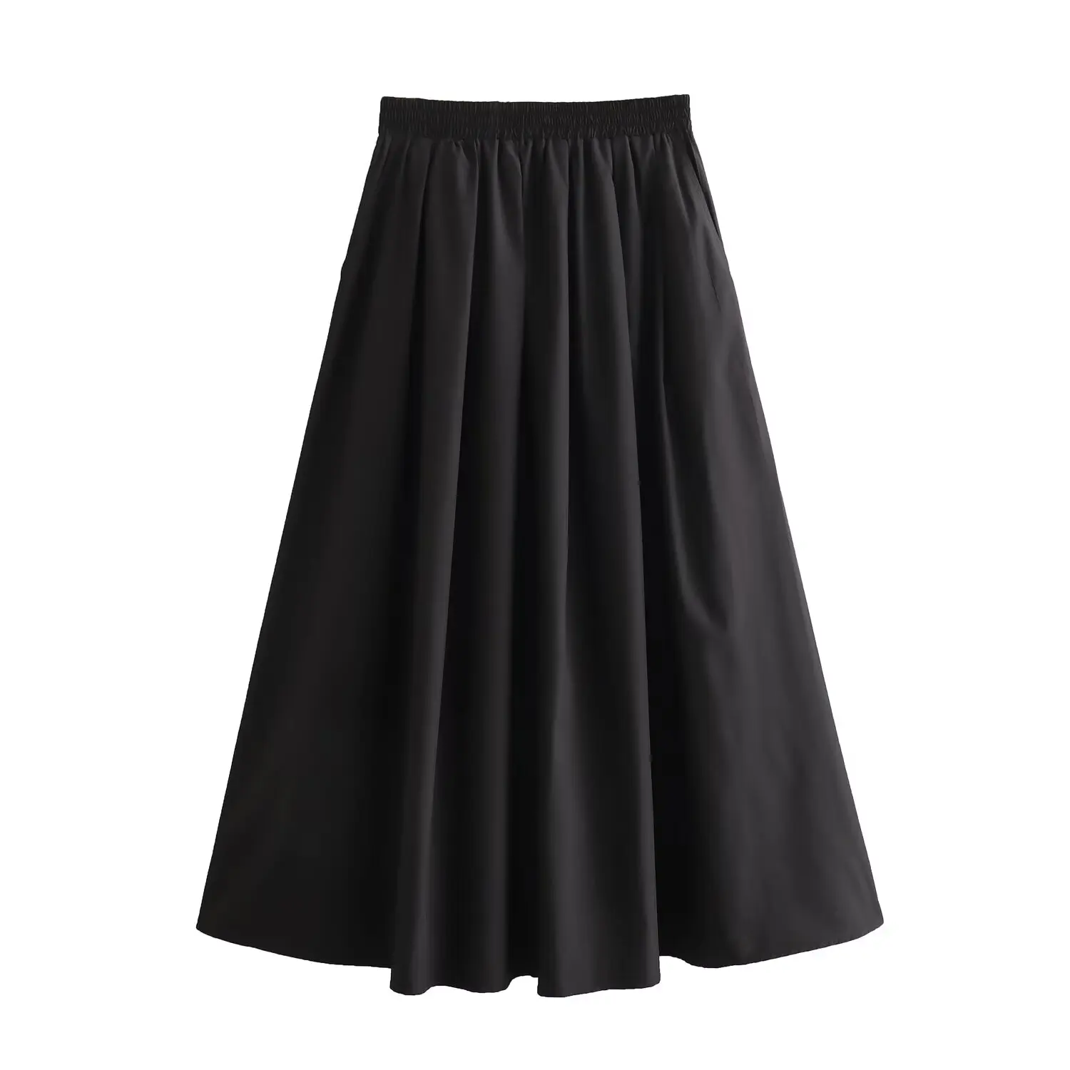 BSAY Women's Fashion Spring New Black Wide Pleated Swing Vintage Chic Female High Waist Elegant A-line Long Skirt Mujer