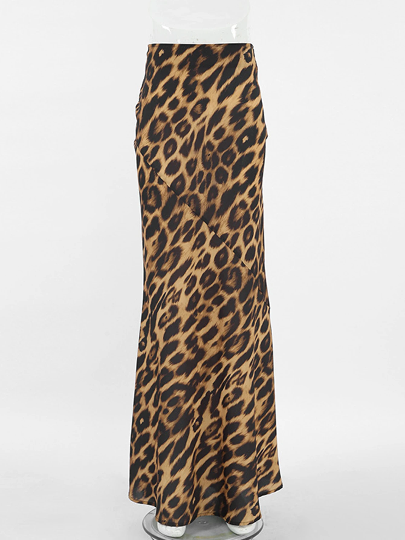 Sexy Leopard Print Long Skirt Women Summer Clothes Fashion Casual Maxi Skirts Woman Clothing High Waist Chiffon Fishtail Skirt