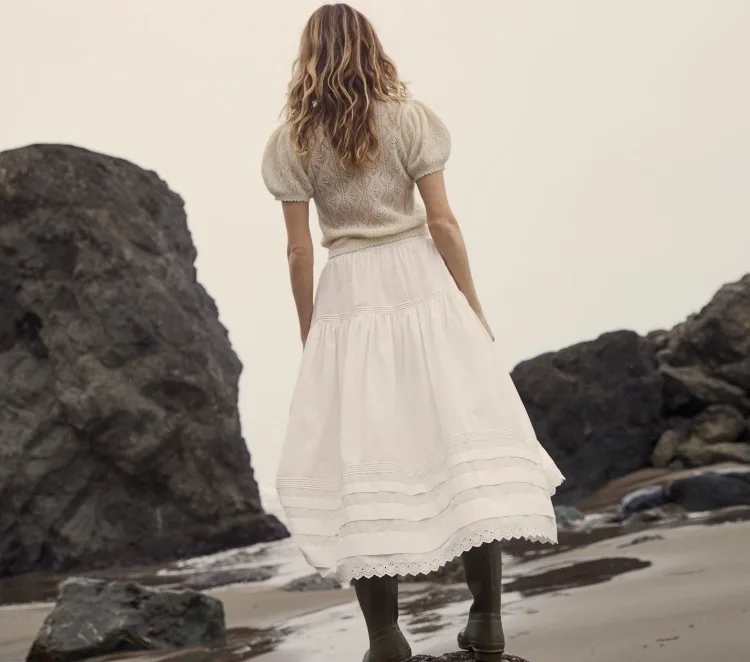 Boho Inspired white skirt women cotton midi skirt spring summer skirt streetwear cotton elegant long skirts for women