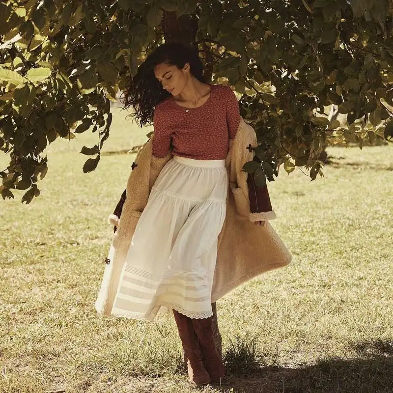 Boho Inspired white skirt women cotton midi skirt spring summer skirt streetwear cotton elegant long skirts for women