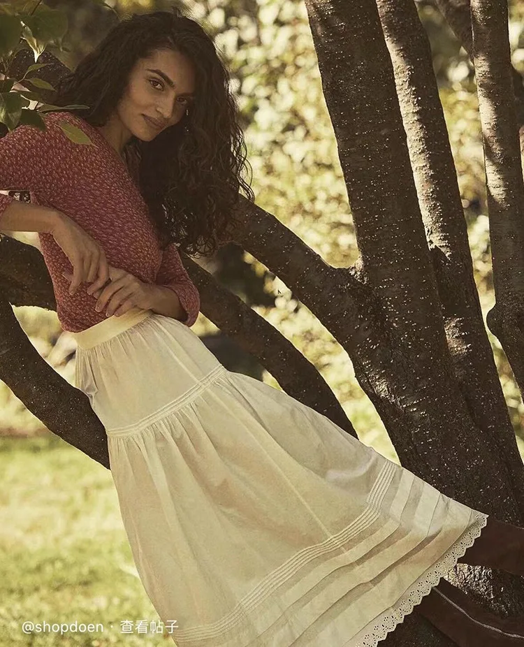 Boho Inspired white skirt women cotton midi skirt spring summer skirt streetwear cotton elegant long skirts for women