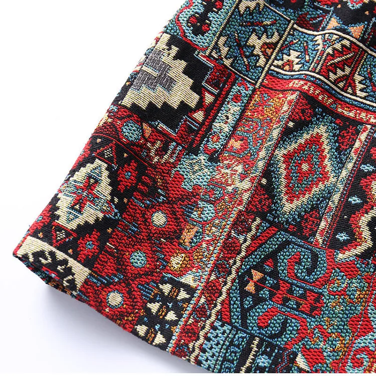Early Spring Womens Boho Skirt Embroidery A-Line Mini Skirts Chic Geometric Pattern Woolen Vintage Ethnic Style Female Skirts