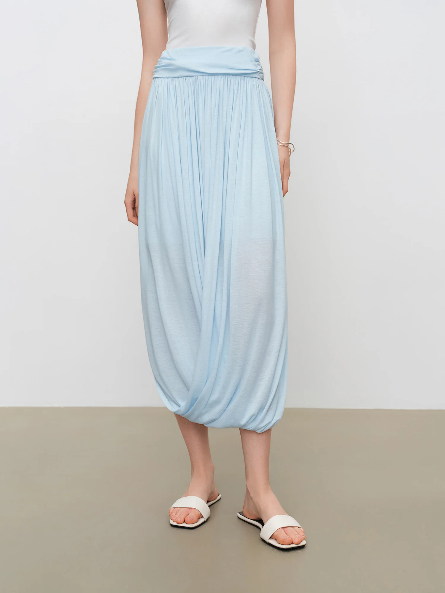 ZIQIAO 2026 Summer New Women‘s Bubble Hem Asymmetric Midi Skirt, Voluminous Knit Bubble Skirt for Coquette & Y2K Street Style