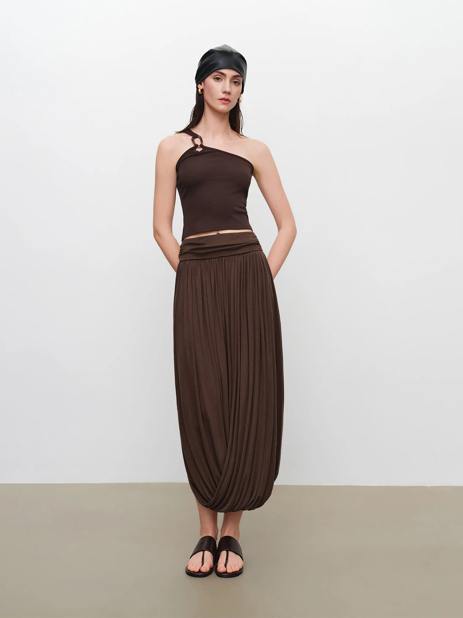 ZIQIAO 2026 Summer New Women‘s Bubble Hem Asymmetric Midi Skirt, Voluminous Knit Bubble Skirt for Coquette & Y2K Street Style