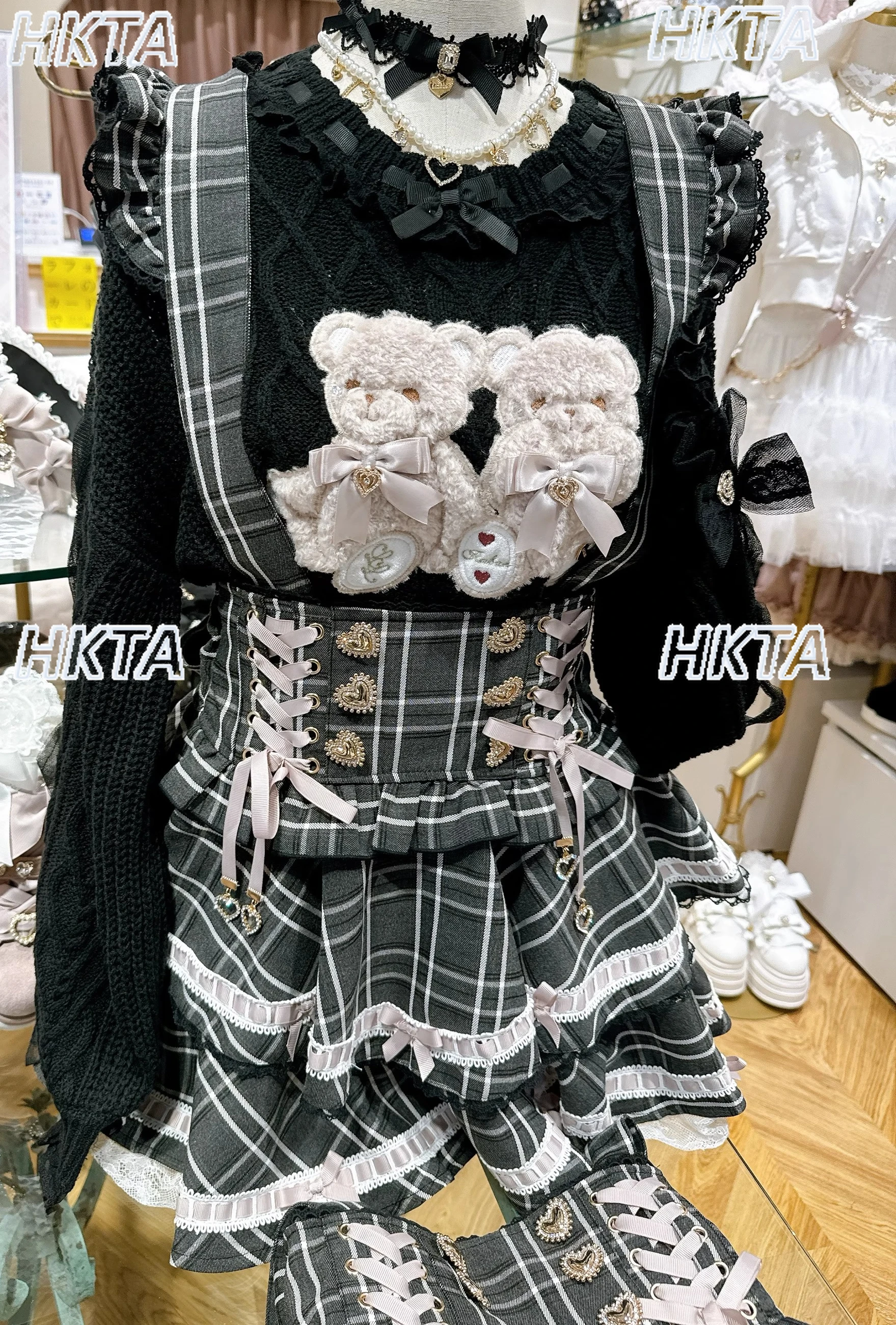 Japanese Style Strap Skirt High Waist Slim Fit High Waist Short Pleated Skirt Autumn Winter New Sweet Fairy Plaid Cake Skirts