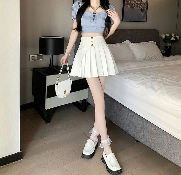 Black Pleat Skirts for Woman White High Waist Pleated Mini Clothes Short Kawaii Cute Women's Skirt Aesthetic Cheap Summer 2025 V