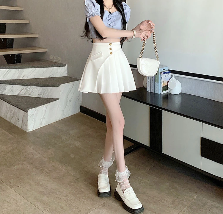 Black Pleat Skirts for Woman White High Waist Pleated Mini Clothes Short Kawaii Cute Women's Skirt Aesthetic Cheap Summer 2025 V