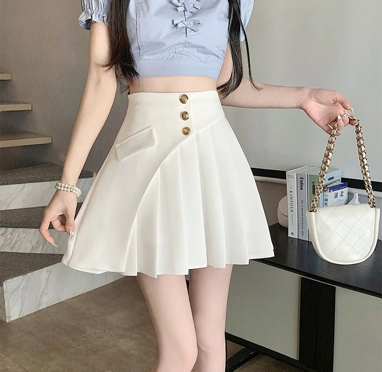 Black Pleat Skirts for Woman White High Waist Pleated Mini Clothes Short Kawaii Cute Women's Skirt Aesthetic Cheap Summer 2025 V