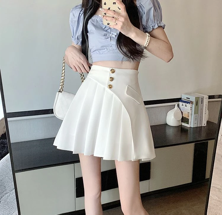 Black Pleat Skirts for Woman White High Waist Pleated Mini Clothes Short Kawaii Cute Women's Skirt Aesthetic Cheap Summer 2025 V