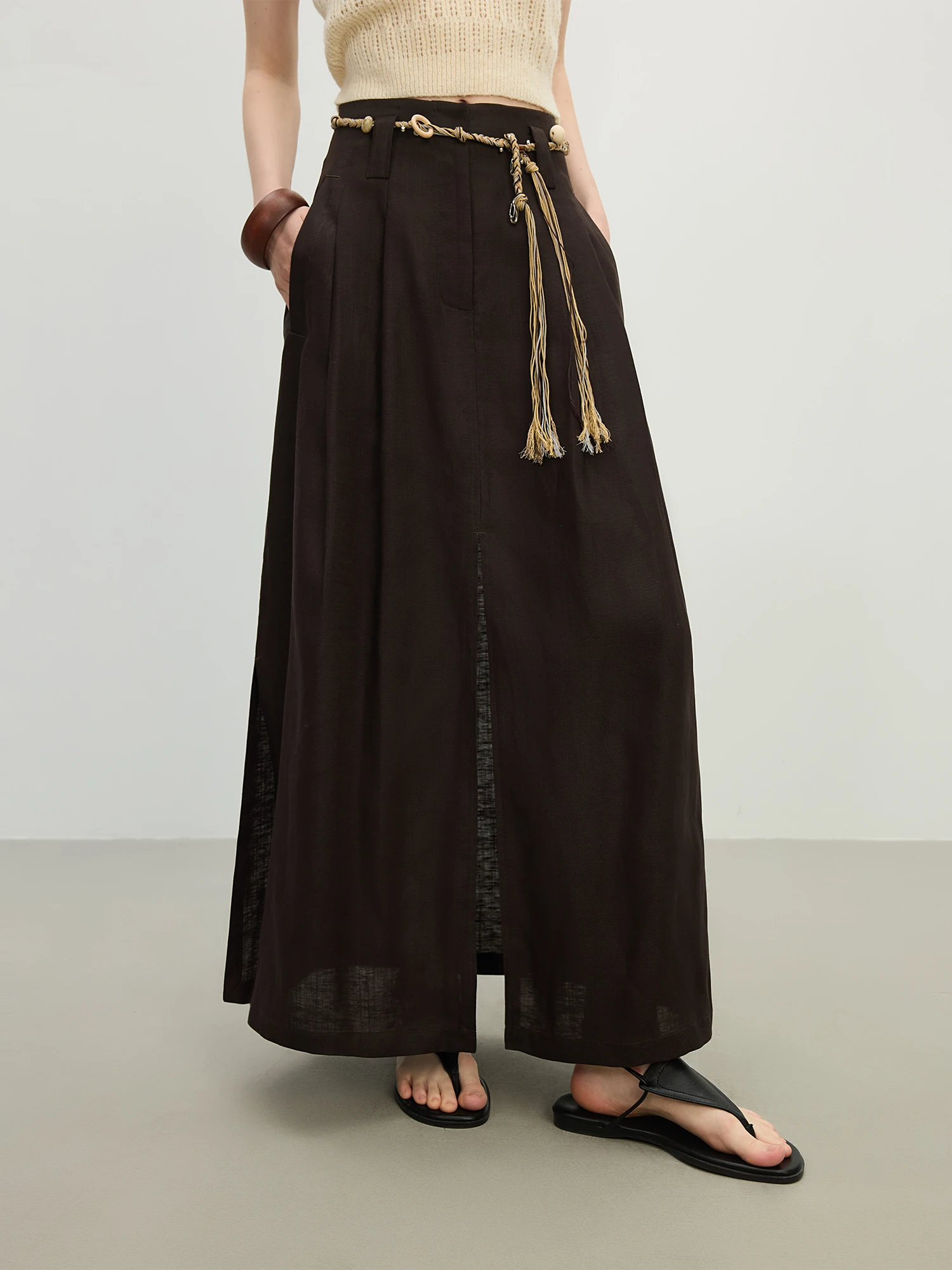 FSLE Vacation Style 2025 Summer Women Lounge Lyocell Skirt Oversized Silhouette Resort Ready Fluid Drape Skirt No Belt 25FS12476