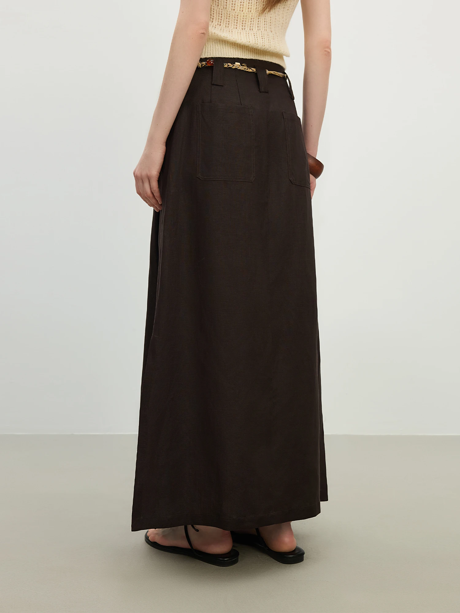 FSLE Vacation Style 2025 Summer Women Lounge Lyocell Skirt Oversized Silhouette Resort Ready Fluid Drape Skirt No Belt 25FS12476