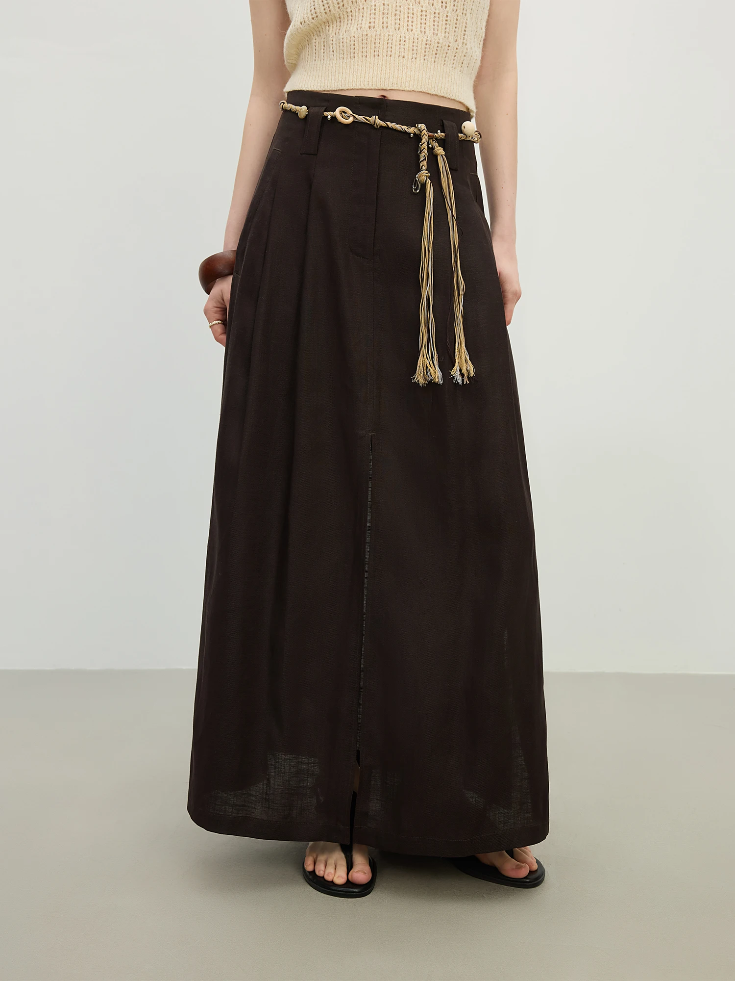 FSLE Vacation Style 2025 Summer Women Lounge Lyocell Skirt Oversized Silhouette Resort Ready Fluid Drape Skirt No Belt 25FS12476