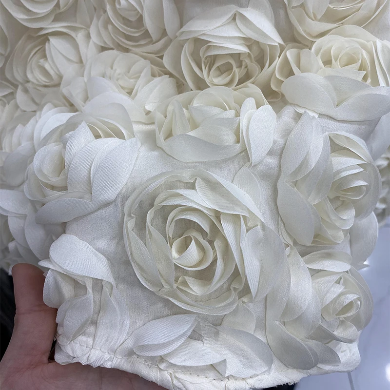 3D Floral White Skirt Women A-line Elastic High Waist Female Skirt Faldas Ajustadas French Chic Elegant Long Skirts Dropshipping