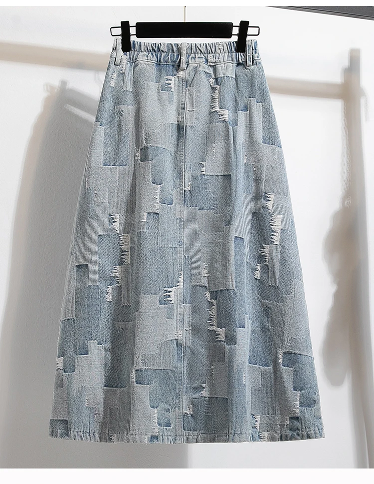 High Waist Denim Skirt Women New Arrival 2024 Autumn Vintage Style Streetwear Basics Ladies Elegant A-line Long Skirts B3980