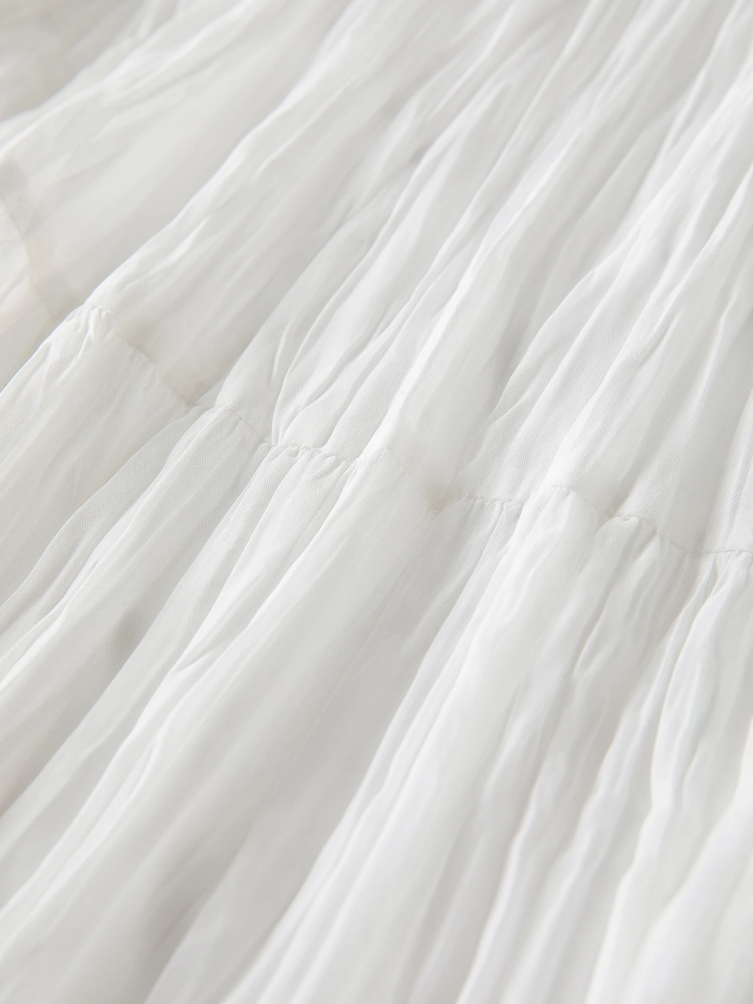 ZIQIAO 2026 Summer Women's Pleated Textured White Layered Midi Skirt, A-Line Flowy Maxi Skirt for Cloudy Fluffy Aesthetic Style