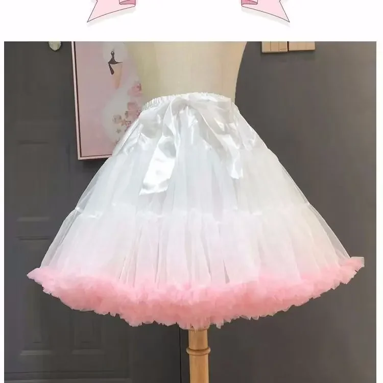 Vintage Style Lolita Petticoat with Floral Details Layered Crinoline Bustle Skirt for Wedding Dresses, Cosplay Tutu Undergarment