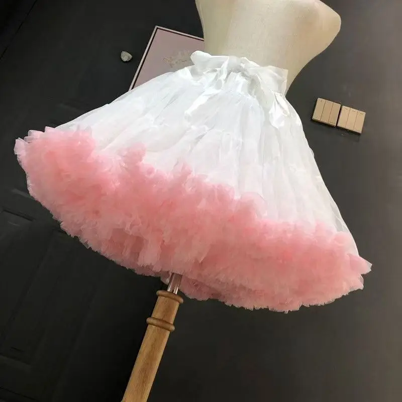Vintage Style Lolita Petticoat with Floral Details Layered Crinoline Bustle Skirt for Wedding Dresses, Cosplay Tutu Undergarment