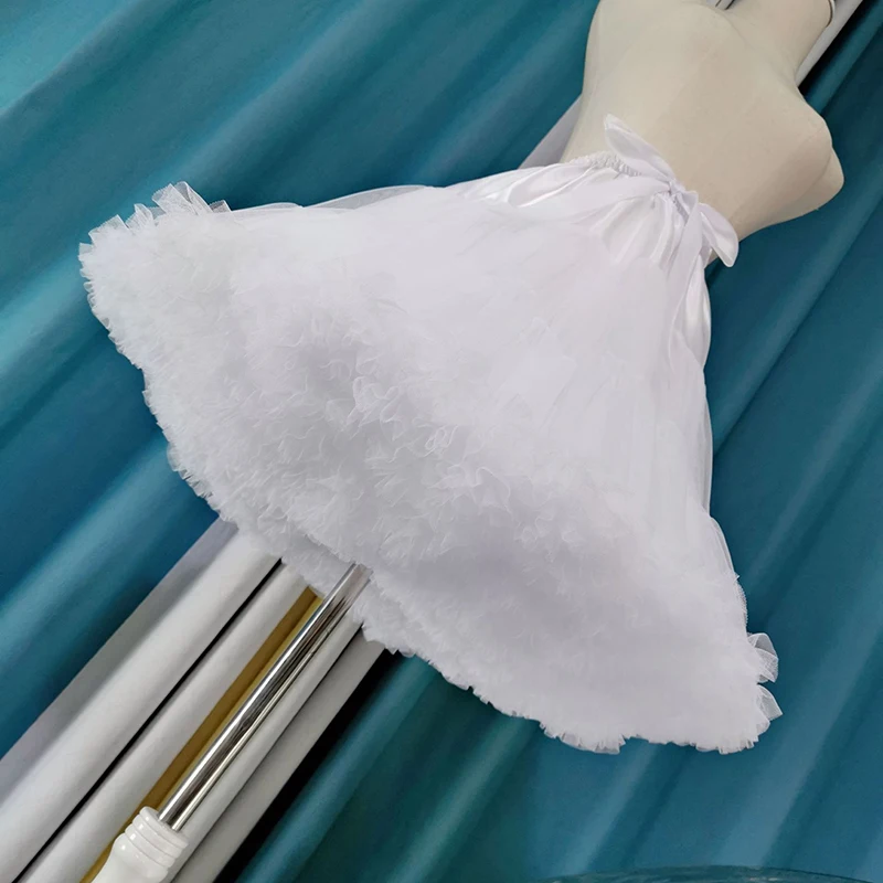 Vintage Style Lolita Petticoat with Floral Details Layered Crinoline Bustle Skirt for Wedding Dresses, Cosplay Tutu Undergarment