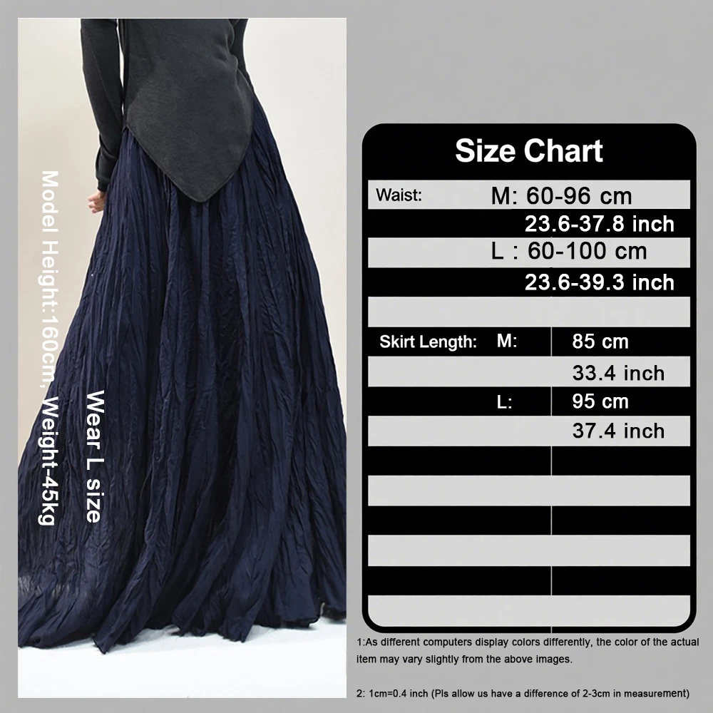 Womens High Waisted Flowy Maxi Skirt Crinkled Cotton Linen A-Line Pleated Beach Long Skirt Bohemian Style for Spring Summer K444