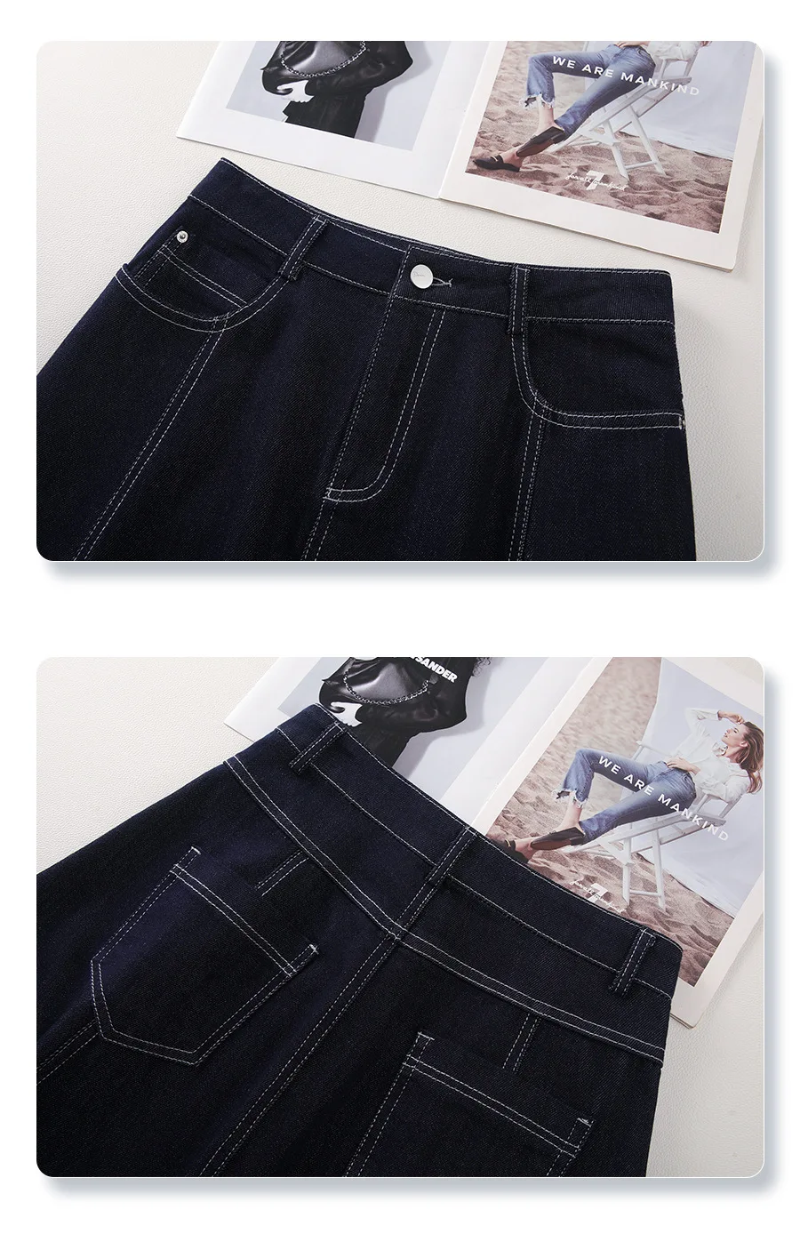 Dark Blue Denim Mid-Calf Skirts For Women 2025 New Spring and Summer Casual Loose Streetwear Office Lady Chic Long Skirts
