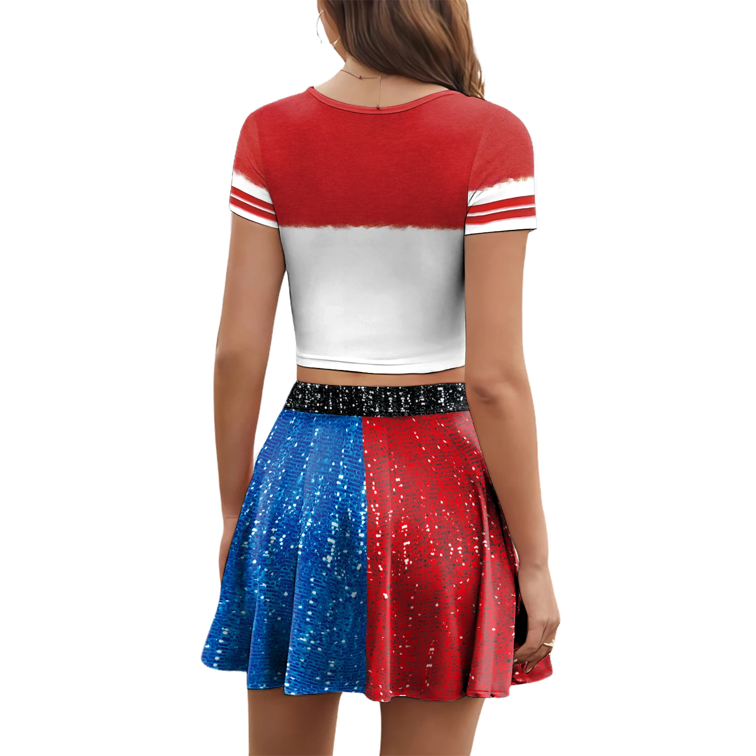 [You're My Secret] Movie Clown Harley Women Suit Joker Hero Cosplay Costume High School Crop Top Pleated Skirt Two Piece Sets