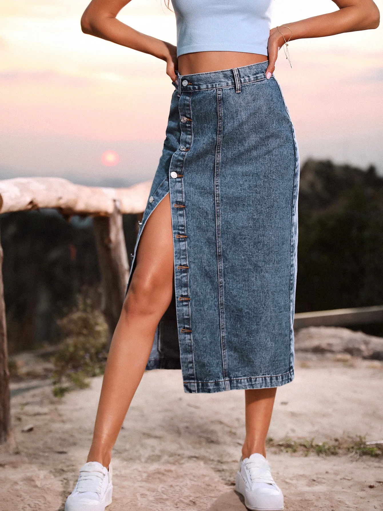 Casual High Quality Maxi Denim Skirts For Women Summer 2024 Fashion Black Jeans Dress Long Y2k Skirt Denim
