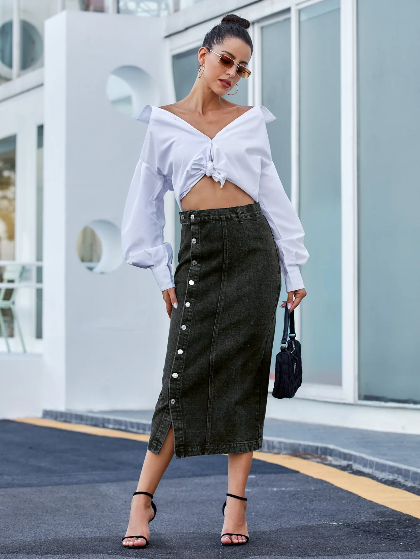 Casual High Quality Maxi Denim Skirts For Women Summer 2024 Fashion Black Jeans Dress Long Y2k Skirt Denim