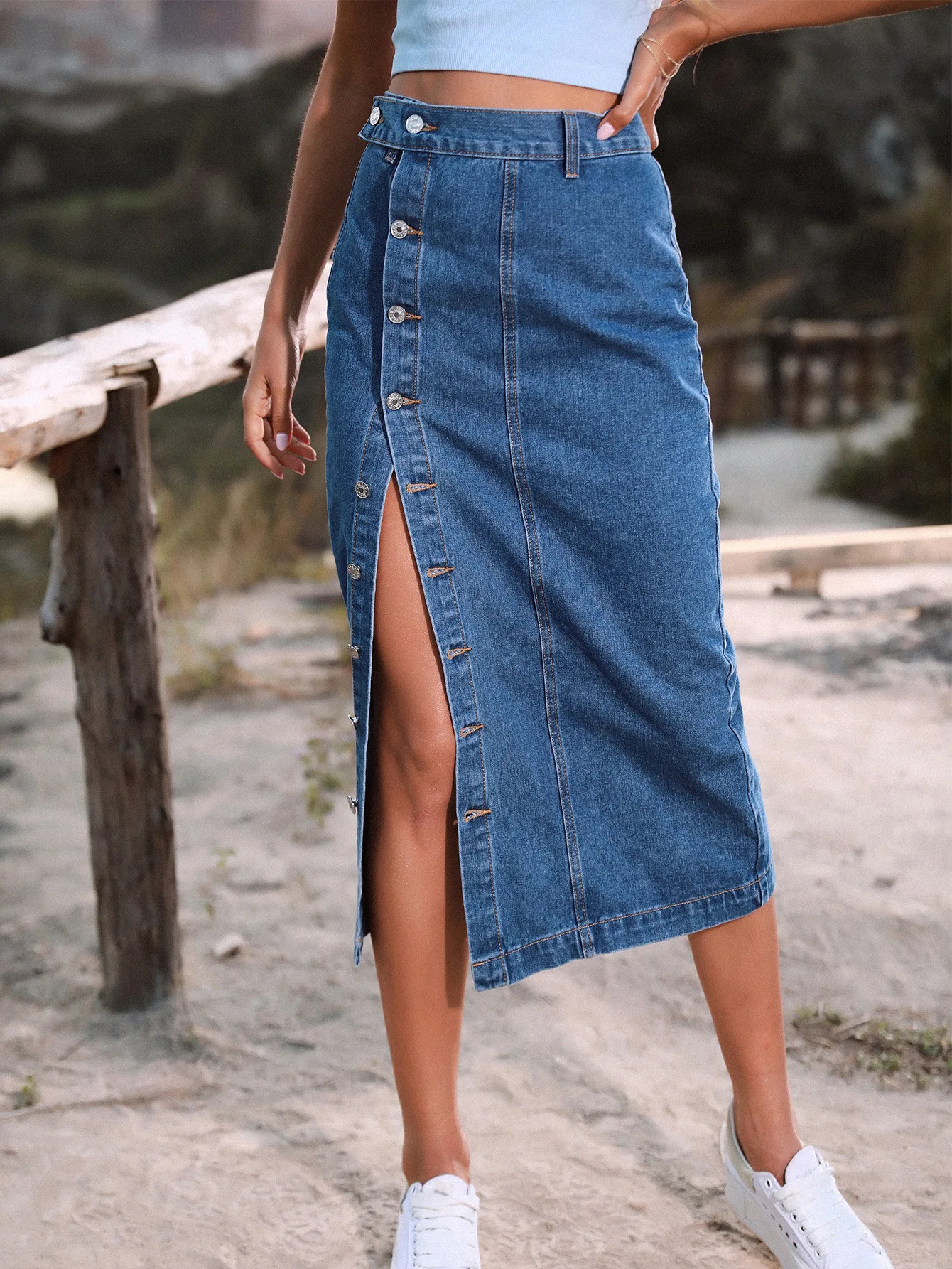 Casual High Quality Maxi Denim Skirts For Women Summer 2024 Fashion Black Jeans Dress Long Y2k Skirt Denim