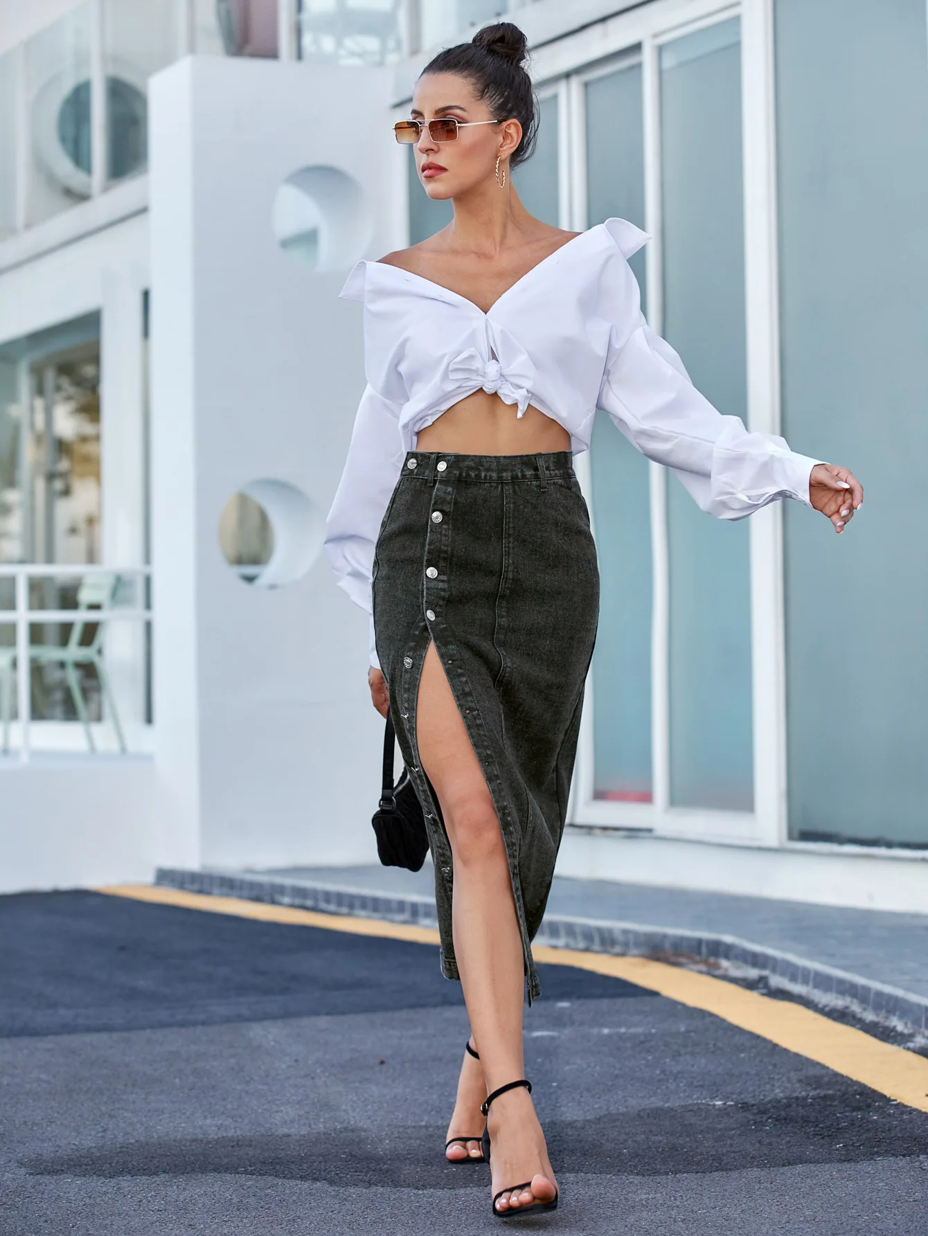 Casual High Quality Maxi Denim Skirts For Women Summer 2024 Fashion Black Jeans Dress Long Y2k Skirt Denim