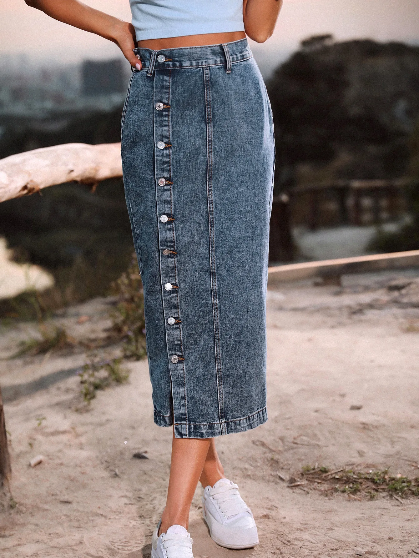 Casual High Quality Maxi Denim Skirts For Women Summer 2024 Fashion Black Jeans Dress Long Y2k Skirt Denim