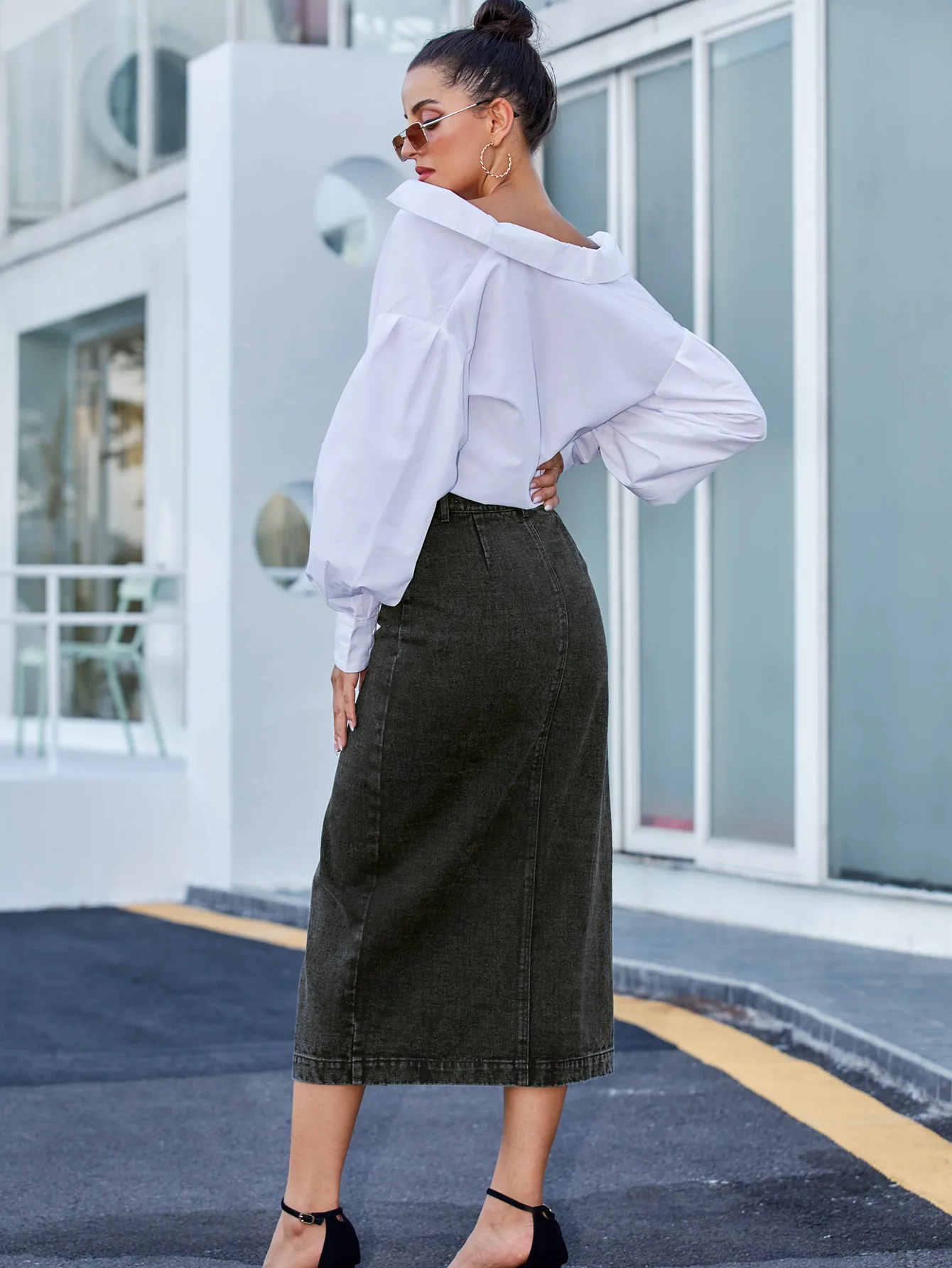 Casual High Quality Maxi Denim Skirts For Women Summer 2024 Fashion Black Jeans Dress Long Y2k Skirt Denim