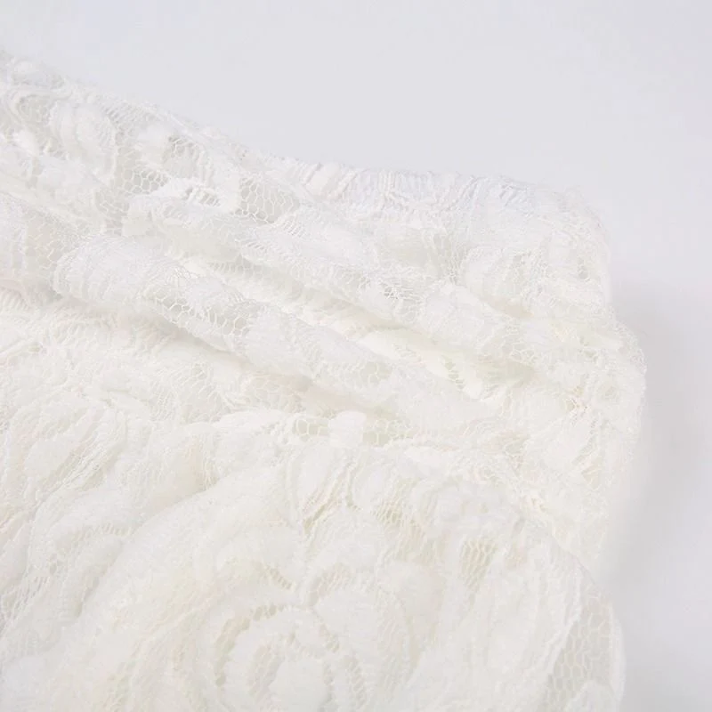 Zoki Sexy Bohemian Sweet Lace Skirt Women Elegant Irregular High Waist Skirt Vintage Korean Lady Casual Cute White A Line Skirts