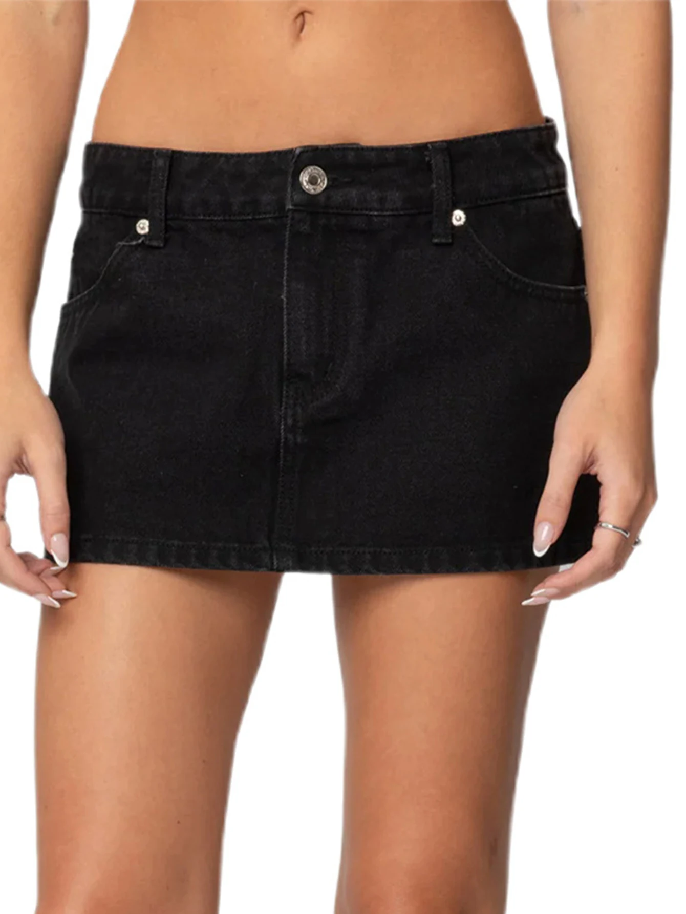 Sexy black jean mini skirt women summer denim skirts for woman fashion casual streetwear clothing low waist short micro skirt
