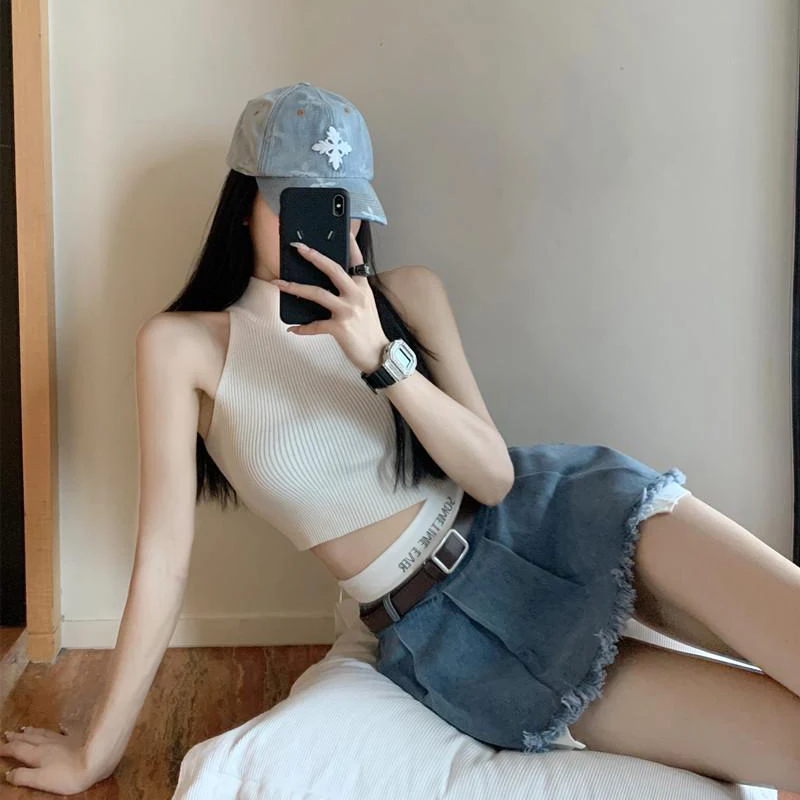 Gidyq High Waist Women Denim Skirts Summer Korean Patchwork Casual Mini Skirts Streetwear Female Tassels A Line Jeans Skirts