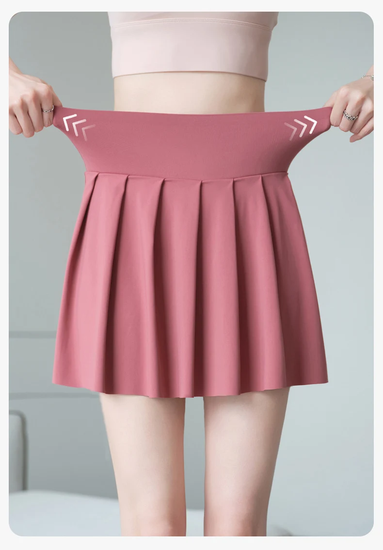 BIVIGAOS Summer Fashion Fake Two Pieces Pleated Skirts Shorts With Pocket Women Sharkskin Sport Fitness Tennis Mini Short Skirt