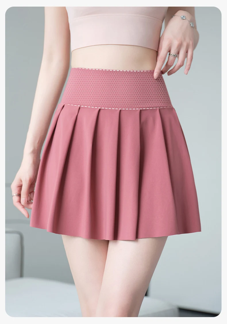 BIVIGAOS Summer Fashion Fake Two Pieces Pleated Skirts Shorts With Pocket Women Sharkskin Sport Fitness Tennis Mini Short Skirt